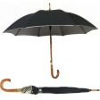 Umbrella>Plain Black Sil. Trim 23" Auto