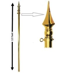 Flag Pole>Metal 12' Gold Finish