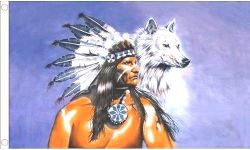 CDA Flag 3'x5'>Native Indian with Wolf