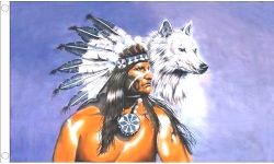 CDA 3'x5'>Native Indian with Wolf