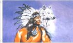 CDA Flag 3'x5'>Native Indian with Wolf